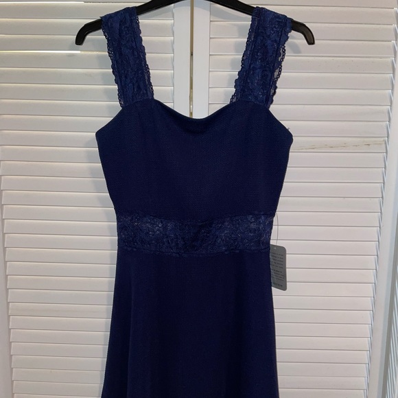 Love Squared Navy Lace Strap Fit & Flare Mini Dress - Picture 3 of 5